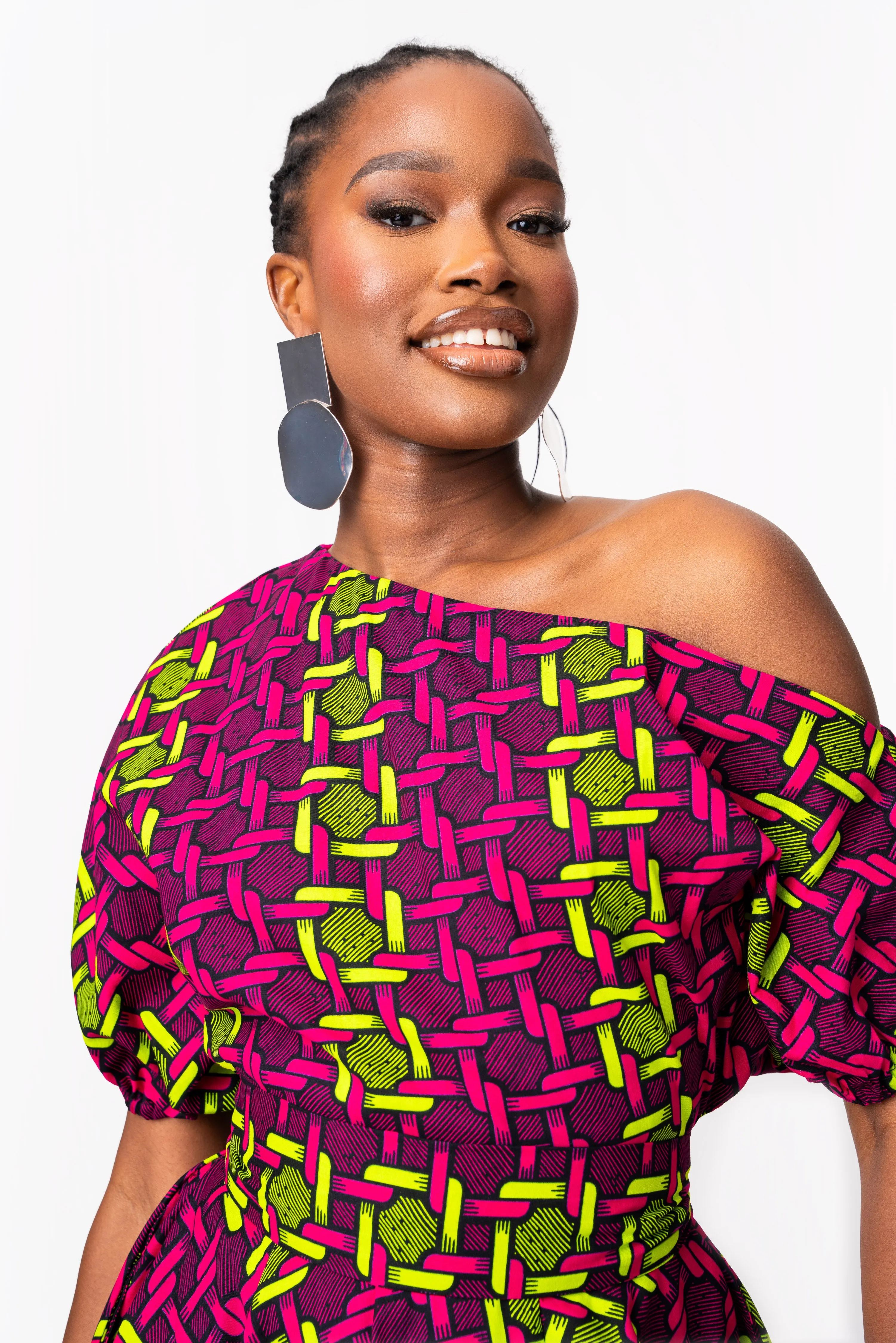WUNMI African Print One-shoulder Midi Dress