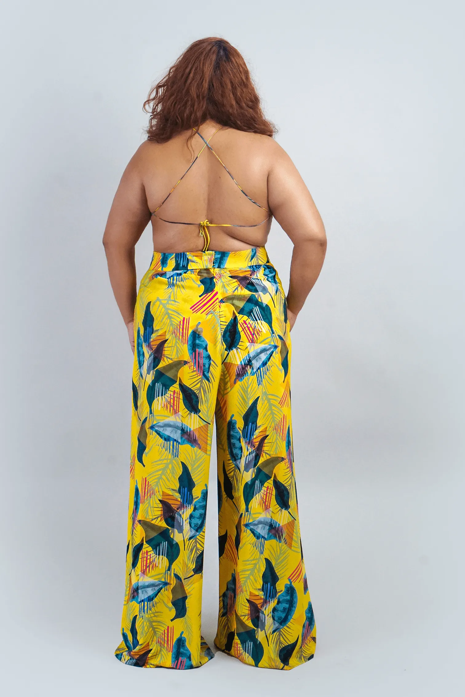 Yellow Garden Print Cropped Top