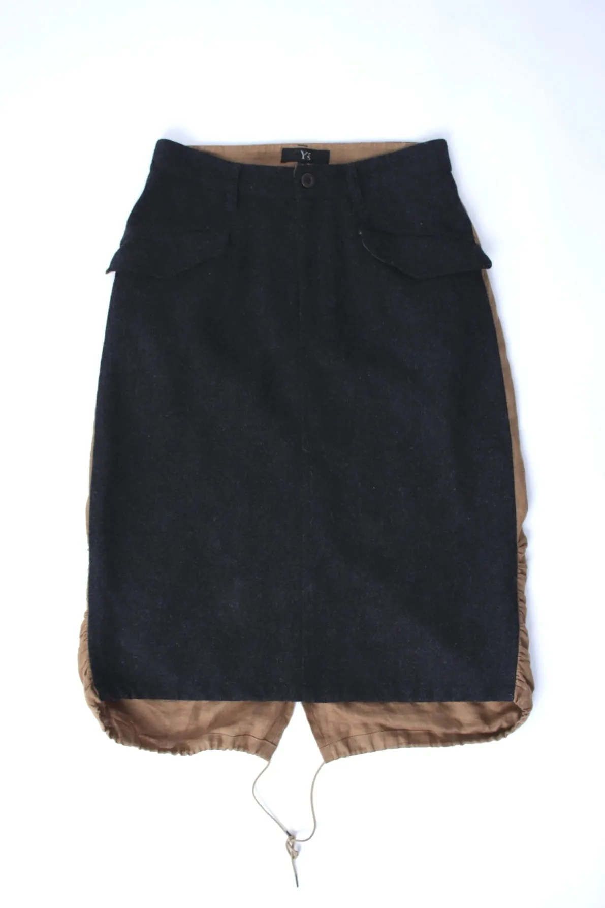 Y's Yohji Yamamoto Wool & Linen Splice Skirt
