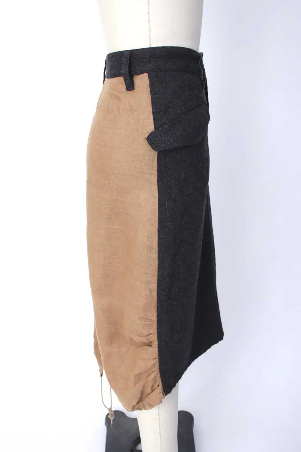 Y's Yohji Yamamoto Wool & Linen Splice Skirt