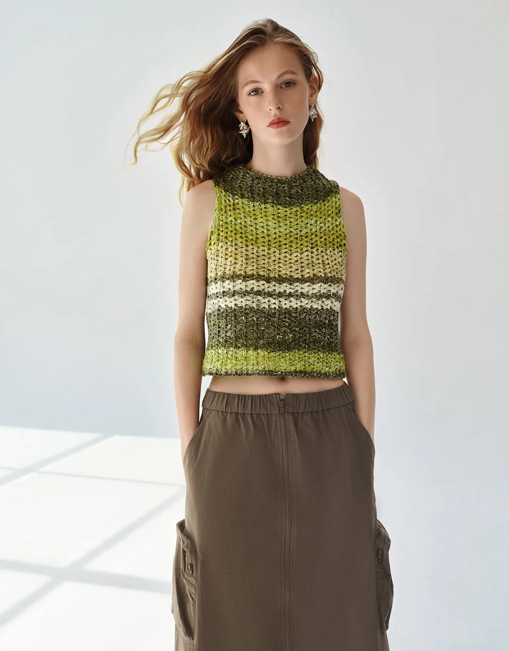 Zipper Front Utility A-Line Skirt